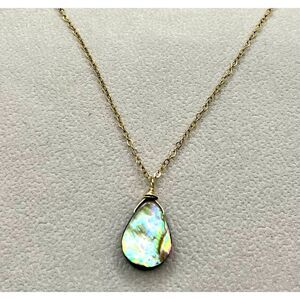 14 kt GF MOP pendant dainty chain 18" spring ring clasp